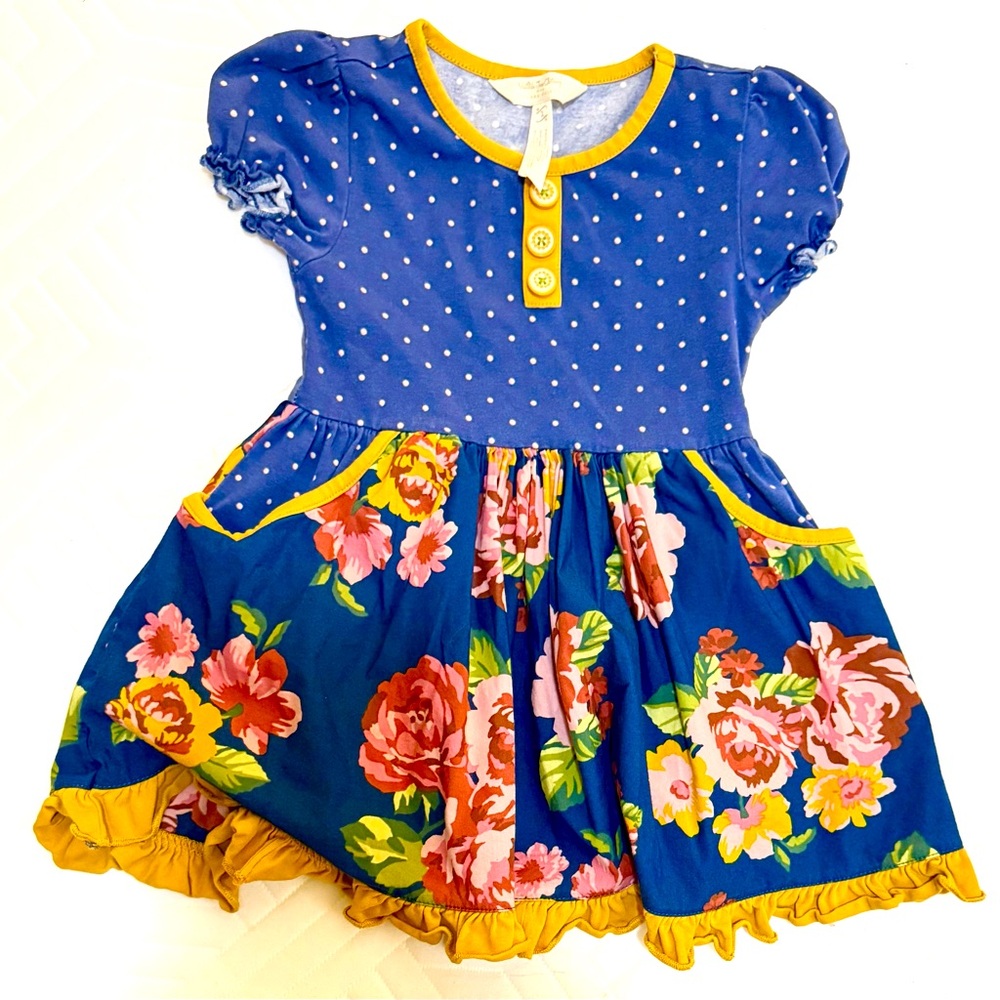 Matilda Jane w/Joanna Gaines Floral Blue and Yellow Kids Dress | Sz 2